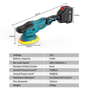 OEM en gros, ponceuse-<span class=keywords><strong>polisseuse</strong></span> <span class=keywords><strong>orbitale</strong></span> sans fil portable à double action 220v, 125mm 150mm, <span class=keywords><strong>mini</strong></span>, vitesse variable, pour voiture, polissage, cirage - Product Image 5