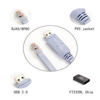 Cable de Consola DFX USB C y USB A a RJ45 de 1.8m, Cable Plano de Control con Chip FTDI para Router Cisco, Cable Rollover para Laptop