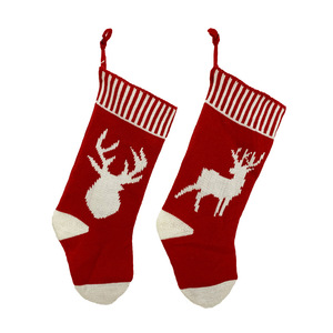 2025 nouveau bas de noël avec motif de renne fil tricoté rouge et blanc pour sac cadeau vente en gros usine <span class=keywords><strong>directe</strong></span> - Product Image 5