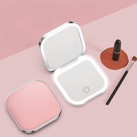 Miroir de maquillage compact de luxe avec anneau lumineux LED, rechargeable, pour voyage et sac à main, OEM/ODM