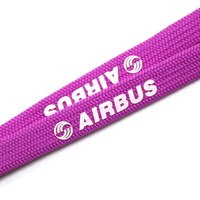 Bobine d'insigne de cadeau d'aviation de haute qualité d'impression de logo personnalisé lanière d'Airbus pourpre