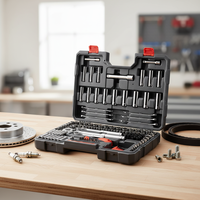 Ensemble d'outils de mécanique 142 pièces 1/4 3/8 1/2"DR SAE/MM en acier au chrome-vanadium, coffret rigide pour la réparation à domicile et automobile