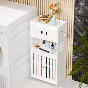 Bathroom Storage Cabinet 3 Tier Freestanding <b>Corner</b> <b>Shelf</b> For Toilet Gap Storage With Removable Design Durable Rectangular Rack - Product Image 1