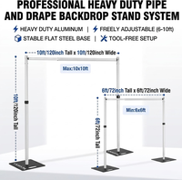 Support de toile de fond réglable en aluminium robuste 10x10 pieds, kit de support pour tuyaux et draperies, idéal pour les fêtes, événements, salons professionnels et décorations de mariage