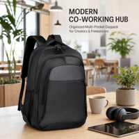 Sac à dos d'affaires unisexe personnalisé pour ordinateur portable, fermeture éclair, résistant à l'eau, Oxford léger, multi-poches, sac à dos de voyage grande capacité