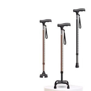Adjustable Aluminum Alloy Walking <b>Stick</b> With Anti Slip Four Legged Base For Elderly Support - Product Image 5