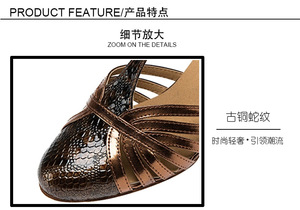 Nouvelles chaussures de danse latine/<span class=keywords><strong>salsa</strong></span>/tango pour femmes, baskets à talons hauts bronze, mode intérieure, doublure respirante, semelle extérieure en daim - Product Image 5