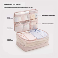 Sac de rangement moderne minimaliste en toile à cinq compartiments pour vêtements, sous-vêtements, culottes, chaussettes, articles divers et voyages