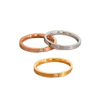 Groothandel Titanium Staal 2Mm Zirkoon Vrouwen 18K Gouden Ring Vinger