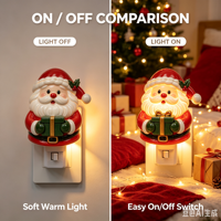Veilleuse LED Père Noël Joyeux Noël, éclairage décoratif à brancher, décoration de maison pour les fêtes, lumière douce et chaude, idée cadeau, lampe de table