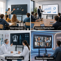 Pizarra Interactiva Inteligente ZGS con Logotipo Personalizado OEM ODM 4K, Pantalla Táctil de 20 Puntos, Pizarra Electrónica de 55 Pulgadas con Android y Windows