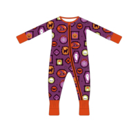 Combinaison de pyjama d'Halloween en bambou pour bébé avec fermeture éclair bidirectionnelle pour un changement facile
