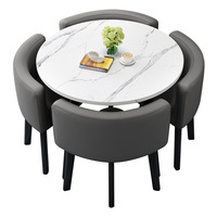 Ensemble Table à Manger Moderne et Luxueux, 1 Table et 4 Chaises Métalliques, pour Maison ou Bar, Meubles de Salle à Manger