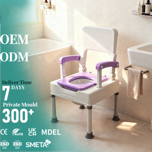 Silla de Inodoro Totalmente de Plástico con Reposabrazos Abatibles, Capacidad de 330 LBS, Altura Ajustable, Inodoro Portátil Resistente <span class=keywords><strong>a</strong></span> la Oxidación para la Seguridad de <span class=keywords><strong>Personas</strong></span> <span class=keywords><strong>Mayores</strong></span> - Product Image 1