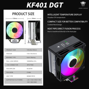 Jungle Leopard KF401 120mm PWM LED Refroidisseur d'air 4 Caloduc Direct Touch Process 220W TDP CPU Cooler AMD AM4/AM5 Intel LGA Fan - Product Image 6
