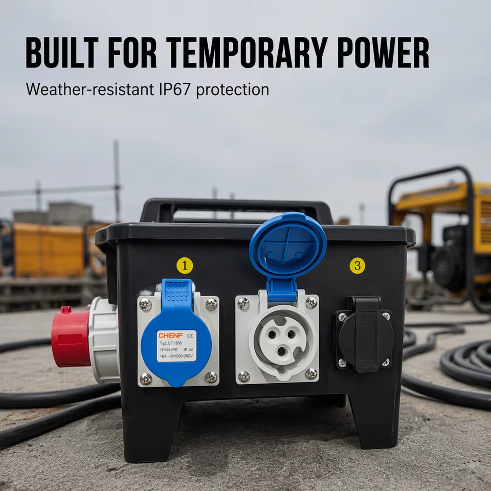 Yellow Power Socket CHEM Portable Outdoor Industrial 12-ways Orange Black Yellow ...