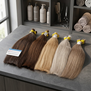 Extensiones de Cabello Humano Virgen Vietnamita Crudo de Primera Calidad, Coloridas, a Granel, Doble Trama, Cabello Liso Natural para Coloración Personalizada - Product Image 1