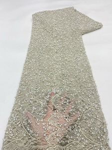 Elegante Tessuto in Pizzo Chantilly NI.AI, Tessuto in Pizzo di Lusso con Perline, Tessuto in Pizzo Africano con Perle per Matrimoni all'Ingrosso - Product Image 3