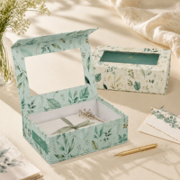 Boîte magnétique à fenêtre transparente imprimée sur mesure, en carton recyclable et couché, pour emballage cosmétique et parfum, boîte cadeau rigide, vente en gros