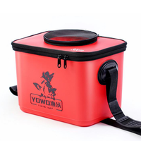 Seau à poisson vivant multifonctionnel portable en EVA à trois couches, 10-15L, étanche, pour le camping, les voyages et la pêche