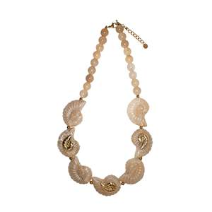 Sustainable 316L Stainless Steel Bohemian Shell Beads <b>Statement</b> <b>Necklace</b> with PVD Gold Plating Resistant Design for Fashion Wear - Product Image 1