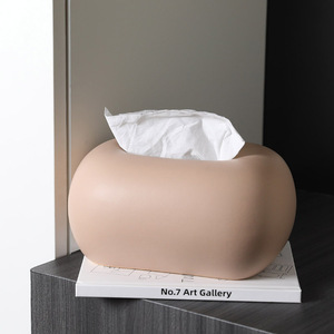 Boîte à mouchoirs en céramique personnalisable, style crème, décoration moderne pour salon, table basse, table à manger, décorations de luxe léger, serviettes de table - Product Image 4