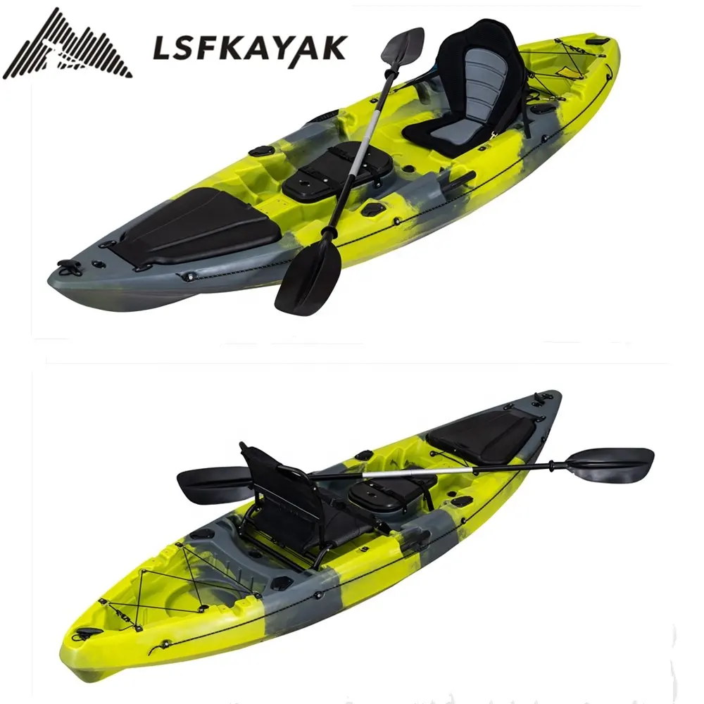 2.9m LLDPE Water Sport First Lever Plastic 1 Person Sit On Fishing Boat Kayak With Backseat And Frame Chair