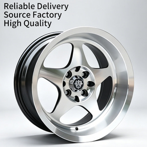 Jantes Flowtone en promotion 15x8 ET0 <span class=keywords><strong>5</strong></span> branches 4x100 4x114.3 avec face usinée et lèvre, jantes en alliage pour Honda Toyota Nissan Mazda VW - Product Image 1