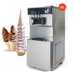 Máquina de helado de servicio suave comercial de 3 sabores de pie profesional americana