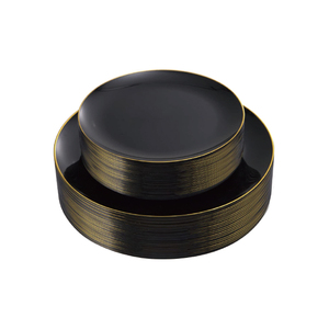 Services de vaisselle jetables <span class=keywords><strong>bleu</strong></span> <span class=keywords><strong>marine</strong></span> avec bord doré pour 100 invités lors de mariages et de fêtes – Assiettes de luxe à motifs de dessins animés - Product Image 2