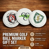 Marqueur de balle de golf personnalisé en métal blanc avec logo émaillé et bord martelé, idéal pour les clubs de golf ou comme cadeau