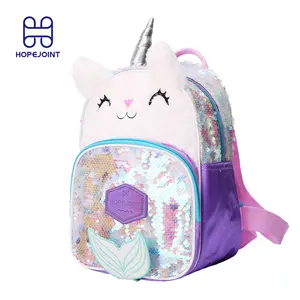 Детские школьные сумки с единорогом, плюшевая задняя упаковка для детей, модные мини-пакеты с блестками для девочек, легкий вес, детский сад, милое животное