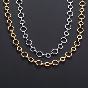 Collier ras du cou en acier inoxydable plaqué or 10 mm, maillons circulaires géométriques chics pour femmes et hommes, bijoux en métal - Product Image 3