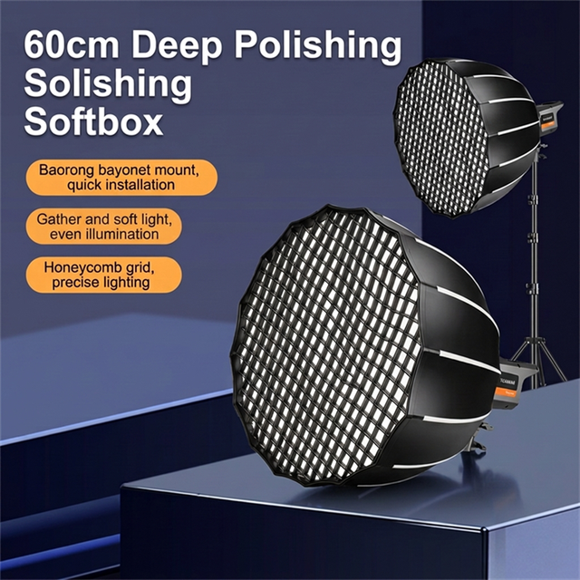 Softbox 60CM Mesh Lampshade Softbox Fill Light 360° Soft Light Honeycomb Grid Precise Lighting Softbox Photography Kit