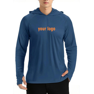 T-shirt da Uomo con Cappuccio a Maniche Lunghe, Comoda, Traspirante, 100% Poliestere, Asciugatura Rapida, Protezione UV UPF 50 - Product Image 1