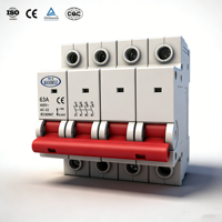 Offre Spéciale Bon Prix Disjoncteur Miniature 4P 63A AC-22 400V IP20 Montage sur Rail DIN en Plastique