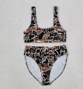 Maillot de bain d'été assorti pour toute la famille, motif <span class=keywords><strong>Coma</strong></span> marron, pour bébé fille - Product Image 2