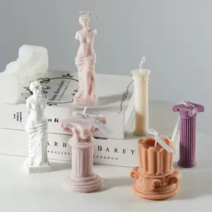 Gifts Decoration European style Retro Roman Column Baking Molds Plaster Soap Mould Candle Silicone Mold for candle making