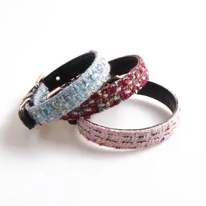 Luxury designer dog collar plaid and leash set pet walking products leads collars wholesale supplier
