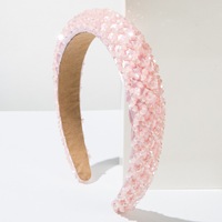 Q&Y Serre-tête élégant de style européen et américain, fait main, en maille perlée, largeur 3 cm, avec éponge et strass en cristal, style baroque, pour soirée