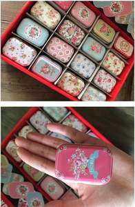 ミニフラワートリンケットジュエリーコインブリキ収納ケース小さな長方形のブリキの箱 - Product Image 4