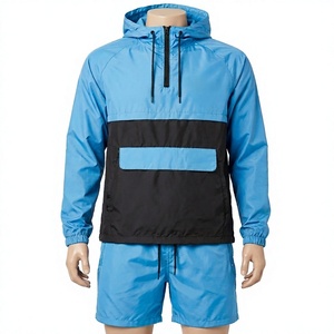 Private Label High Quality Nylon Polyester Hooded Windbreaker Set Wholesale Custom Tracksuit Jacket and <b>Shorts</b> two piece Set - Product Image 1