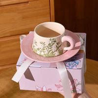 Ensemble Cadeau Tasse à Café et Soucoupe en Céramique Rétro Jasmin et Mug de Café Muguet, Coffret Cadeau