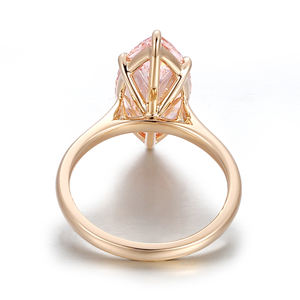 Bague tendance en or jaune massif 18K, 14K, 10K avec diamant de laboratoire rose taille marquise, bijoux de mode pour femme, idéale pour les soirées - Product Image 3