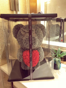 Rose artificielle en PE en forme d'ours en peluche, 25 cm x 40 cm, cadeau de Noël, de la Saint-Valentin ou de la Fête des Mères - Product Image 2