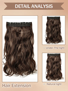 Extensiones de Cabello con Clip de Fibra Sintética de Alta Temperatura FH, Ondas Naturales, Extensiones de Cabello de Color con 5 Clips, Fácil Instalación - Product Image 4