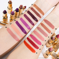Vente en gros de nouveaux rouges à lèvres brillants nude, fournisseur de marques privées, rouge à lèvres crème mat doré solide, imperméable