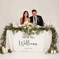Chemin de table de mariage personnalisé avec les noms du marié et de la mariée, bannière de cérémonie en lin personnalisée, décoration de table des mariés