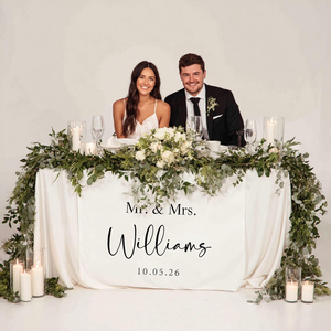 <span class=keywords><strong>Runner</strong></span> da Tavolo Personalizzato per Matrimonio con Nomi degli Sposi, Striscione in Lino Personalizzato per Cerimonia, Decorazione per Tavoli degli Sposi - Product Image 4