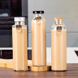 Wholesale Round <b>Glass</b> <b>Bottle</b> 250ml 300ml 350ml 500ml Beverage <b>Glass</b> <b>Bottle</b> clear <b>Glass</b> Juice <b>Milk</b> <b>Bottle</b> - Product Image 4